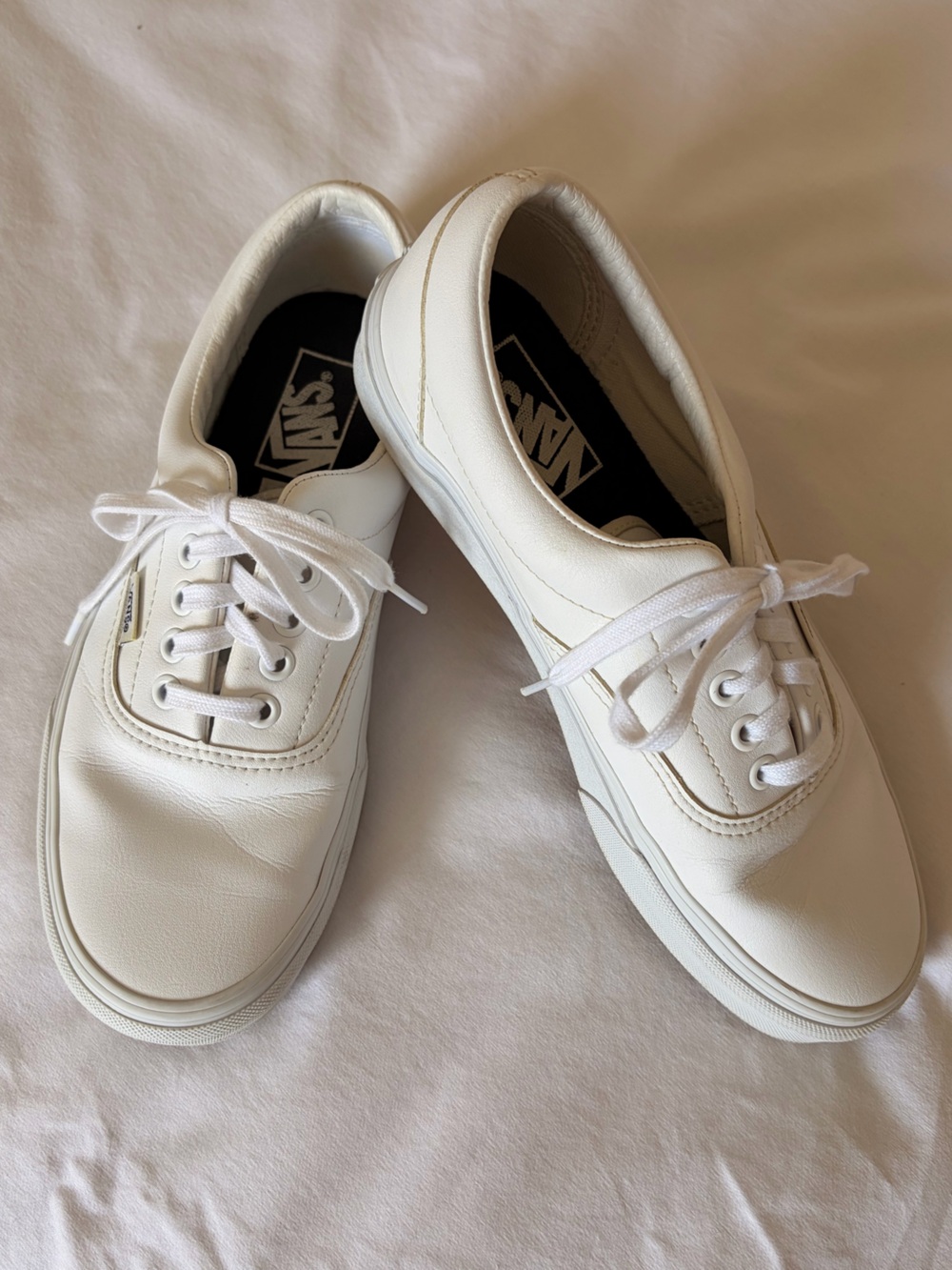Vans All-White Low-Top Lace-Up Sneakers  8.5